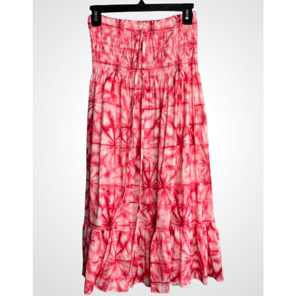 India Boutique Pink Tie Dye Shirred Strapless Mini Cover Dress - One Size